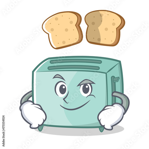 Smirking toaster character cartoon style
