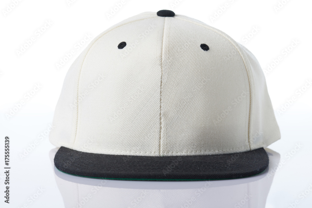 Front view of white baseball cap Front view of white baseball cap