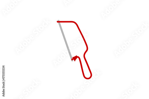 Hand saw. Drawing of a hack saw, vector illustration. 