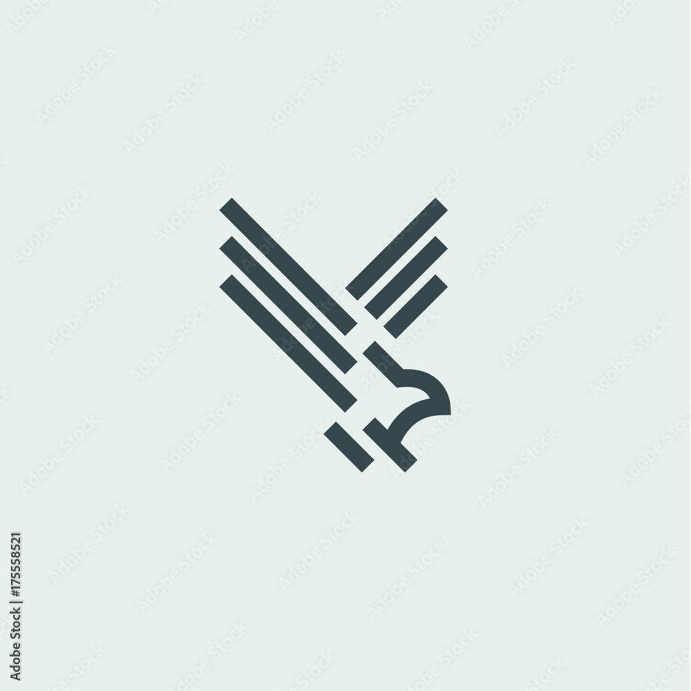 Bird in flight fauna sign logos design art style flat linear mark Bird in flight fauna sign logos design art style flat linear mark