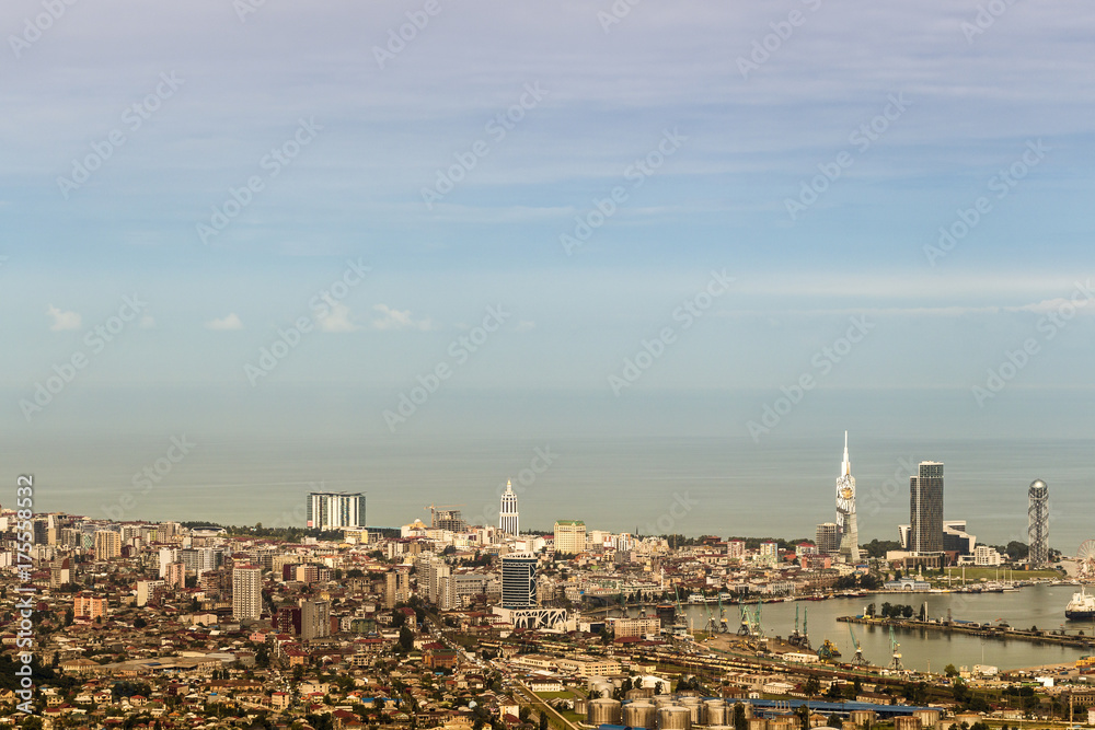 View of the city from a high mountain.