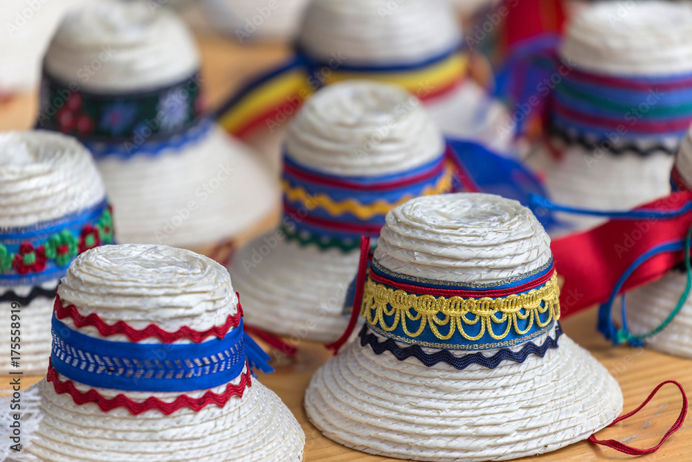 Traditional romanian hats for men from Maramures area.