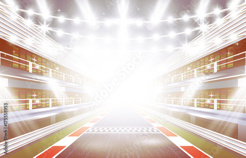 Race Track Arena with Spotlights and Finish Line.
