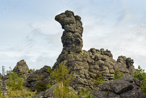 Rock Camel on mountain Kachkanar. The Urals. Russia