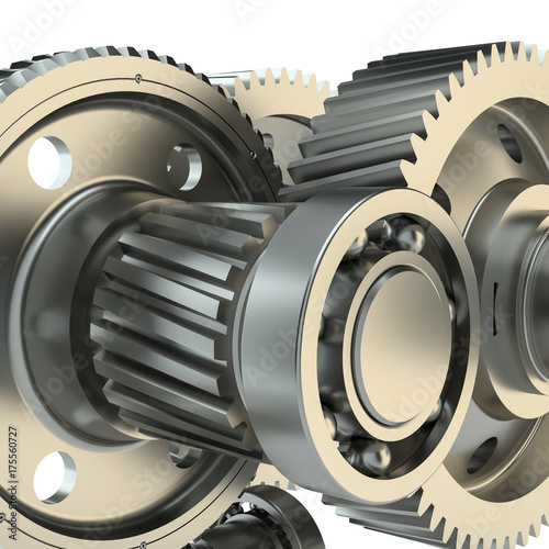 Cog gears mechanism concept. 3d illustration