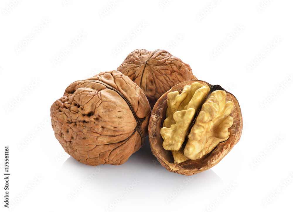 Walnuts isolated on white background. Walnuts isolated on white background.