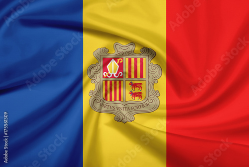 Andorra flag with fabric texture.