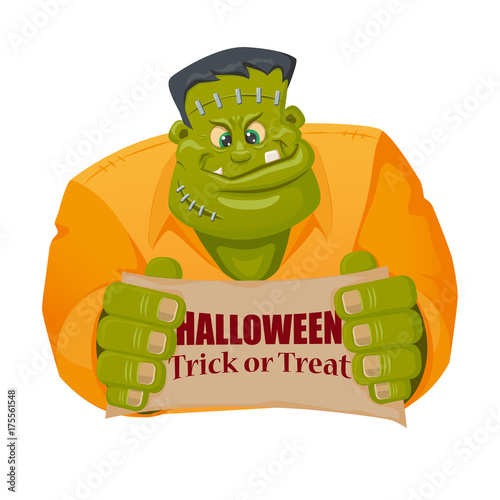 Frankenstein monster character in cartoon style