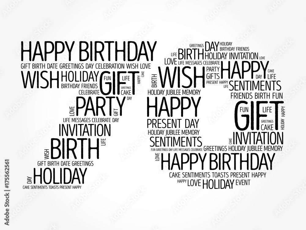 Fototapeta premium Happy 70th birthday word cloud collage concept
