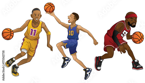 cartoon of basketball players in set © bazzier