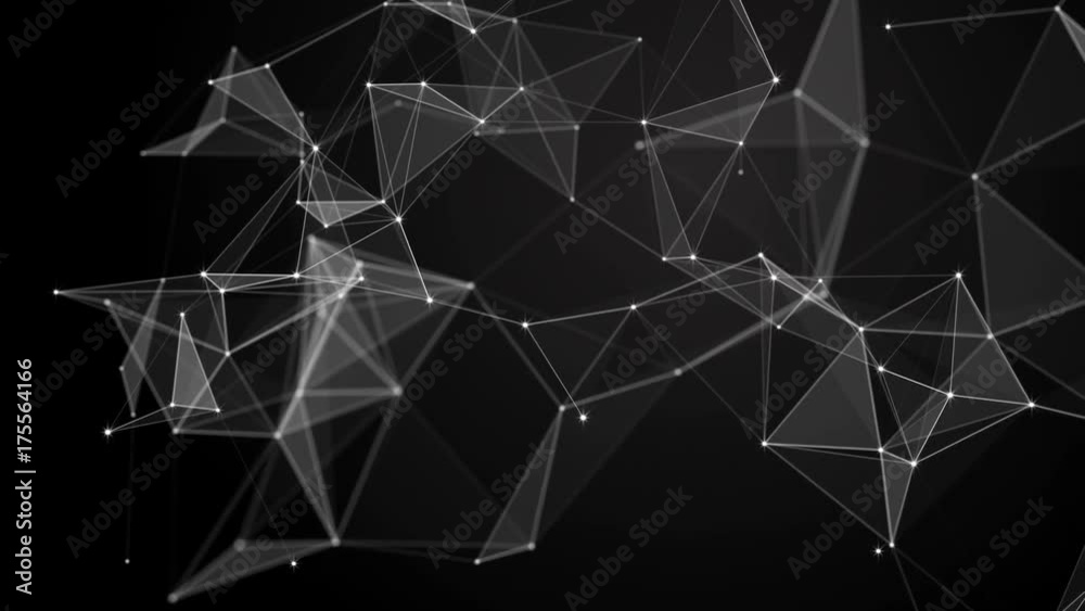 Black white plexus with dots, lines, triangles. Background information for social networks, the Internet, science, computer networks, technologies.