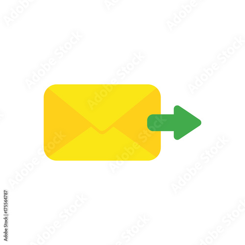 Flat design vector concept of send message or email with envelope and arrow