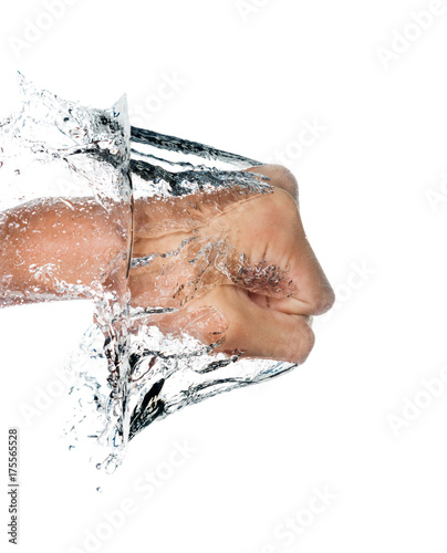 fist through water