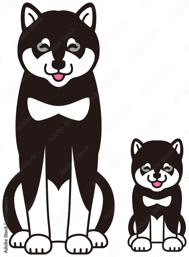 Fototapeta premium 黒柴犬の親子
