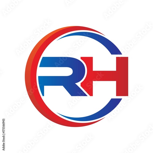 rh logo vector modern initial swoosh circle blue and red