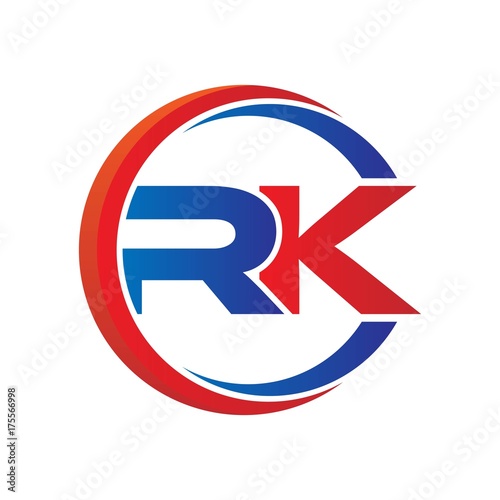 Free Download rk logo vector modern initial swoosh circle blue and red - GFXLoad