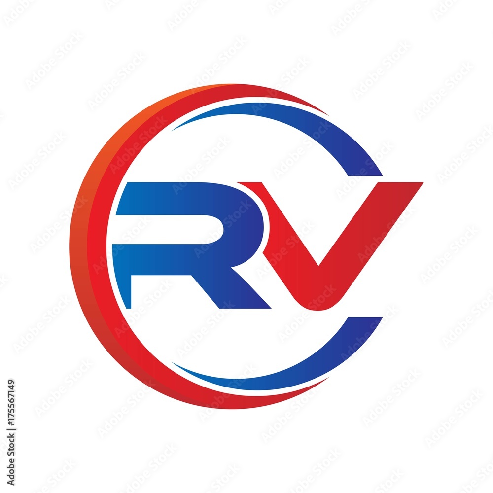 rv logo vector modern initial swoosh circle blue and red rv logo vector modern initial swoosh circle blue and red