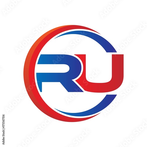 Free Download ru logo vector modern initial swoosh circle blue and red - GFXLoad