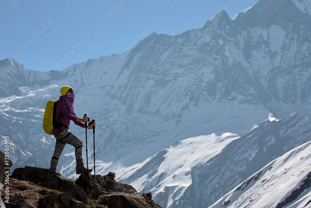 Girl on the background of mountain peaks
Girl on the background of mountain peaks