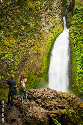 enjoying the waterfall view
