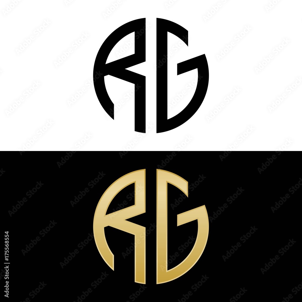 rg initial logo circle shape vector black and gold rg initial logo circle shape vector black and gold