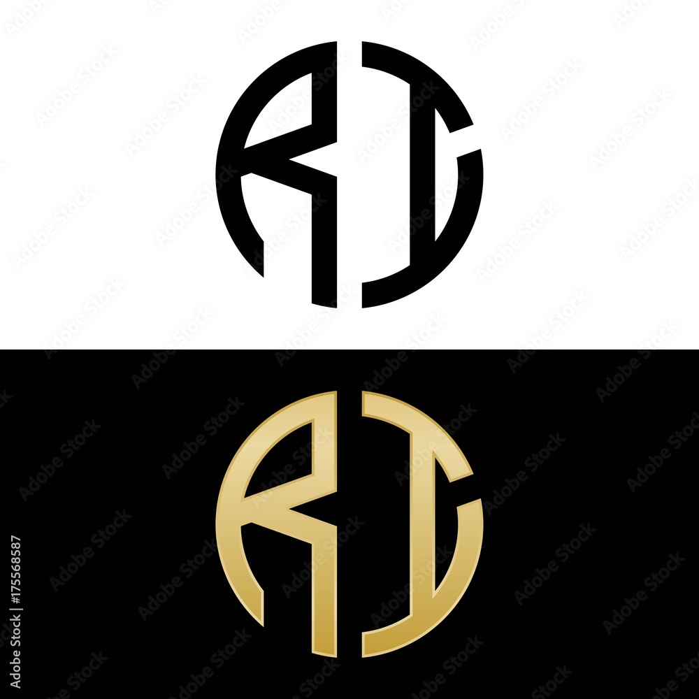 ri initial logo circle shape vector black and gold ri initial logo circle shape vector black and gold