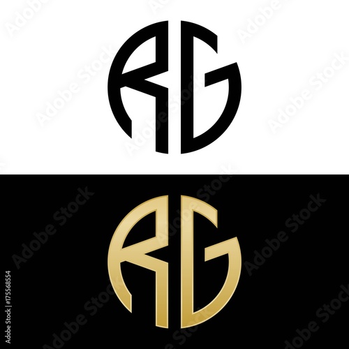 rg initial logo circle shape vector black and gold photo