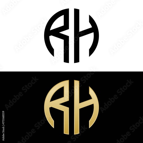 rh initial logo circle shape vector black and gold