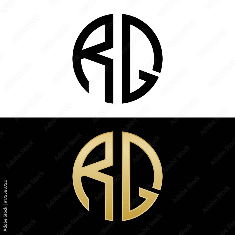 rq initial logo circle shape vector black and gold rq initial logo circle shape vector black and gold