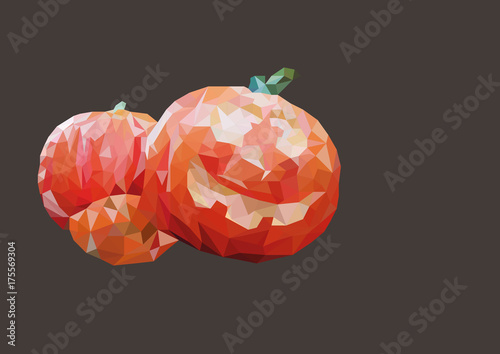 Abstract of Halloween orange pumpkin low poly vector with dark background