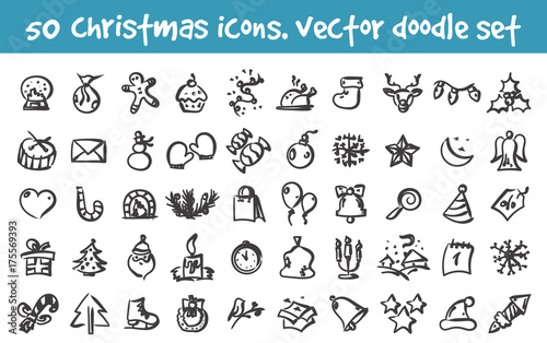 vector doodle christmas icons set