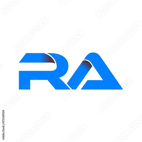 ra logo initial logo vector modern blue fold style