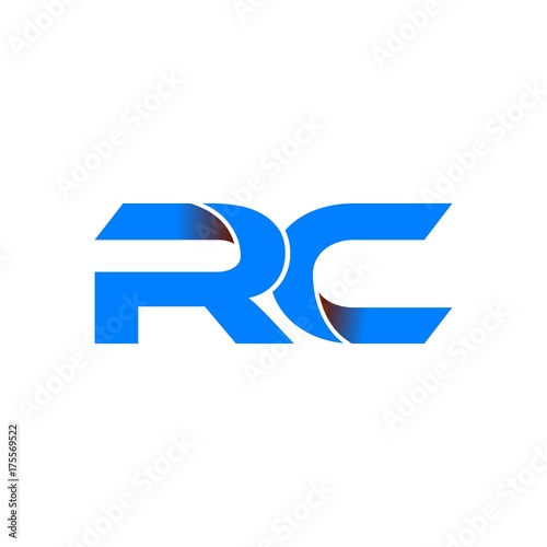 rc logo initial logo vector modern blue fold style