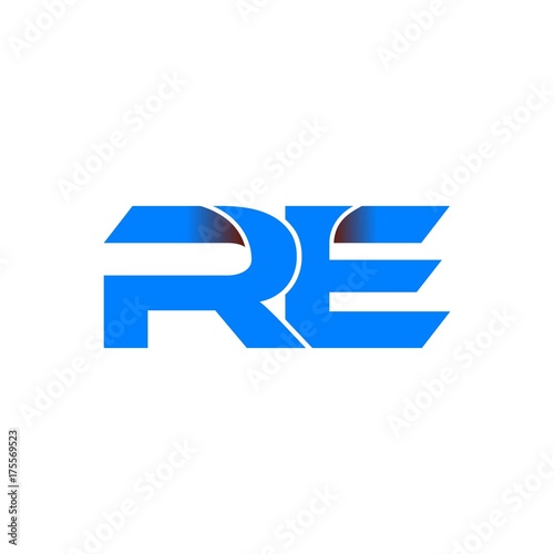 re logo initial logo vector modern blue fold style
