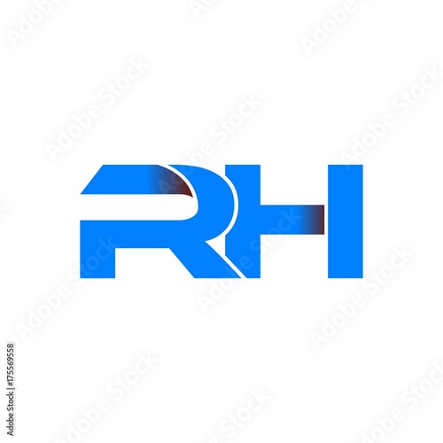 rh logo initial logo vector modern blue fold style