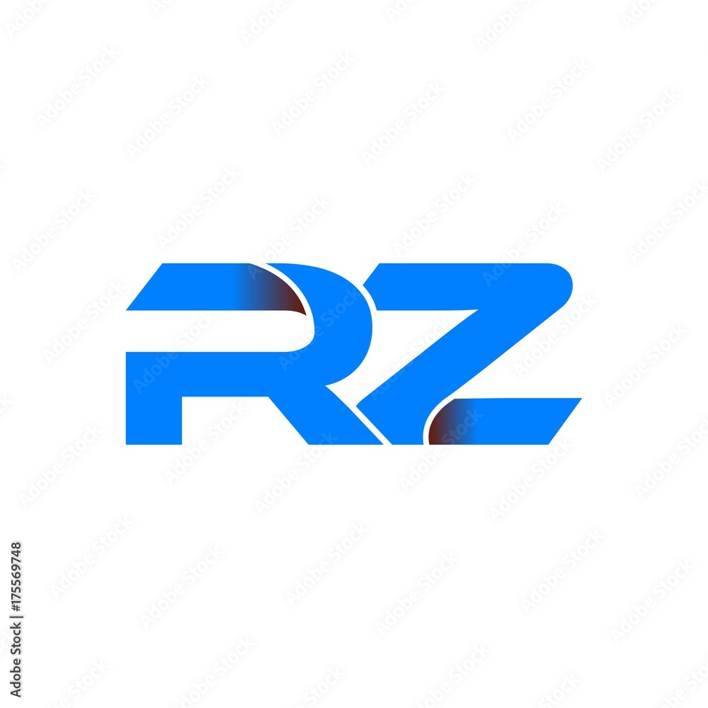 rz logo initial logo vector modern blue fold style rz logo initial logo vector modern blue fold style