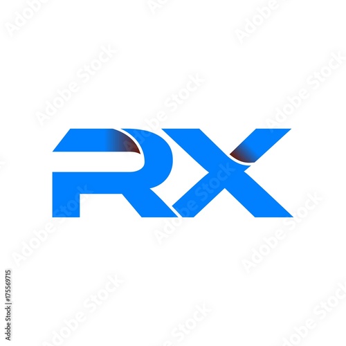 rx logo initial logo vector modern blue fold style