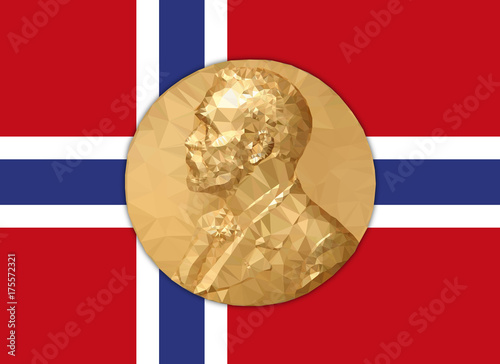 Nobel prize medal on the Norway flag