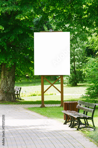 Mock up. Blank billboard outdoors, outdoor advertising, public information board in the city park