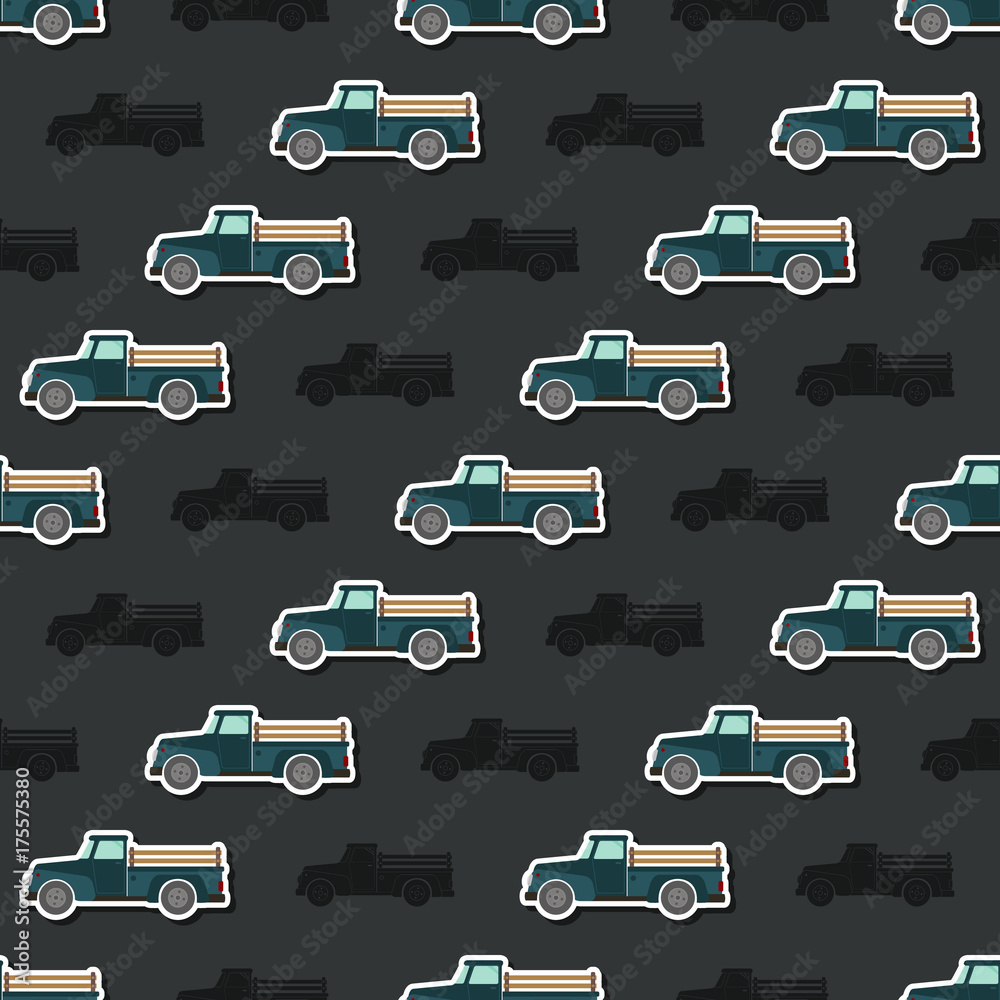 Seamless pattern with farm truck for your design Seamless pattern with farm truck for your design