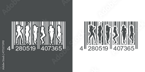 Icono plano codigo de barras mujeres sexy gris y blanco