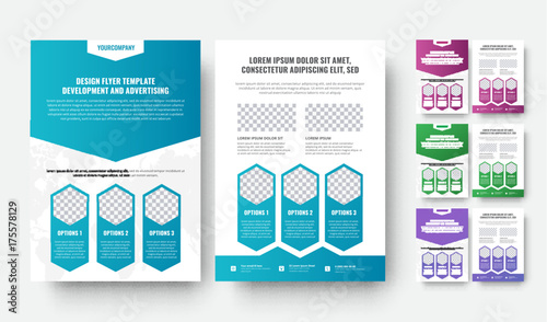 Vector white flyer template with gradient design elements