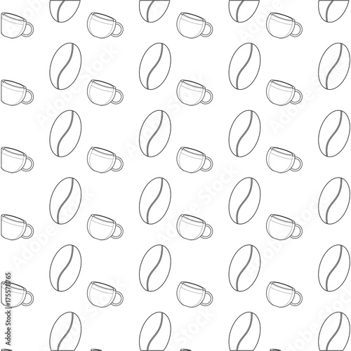 coffee cup and bean pattern vector illustration