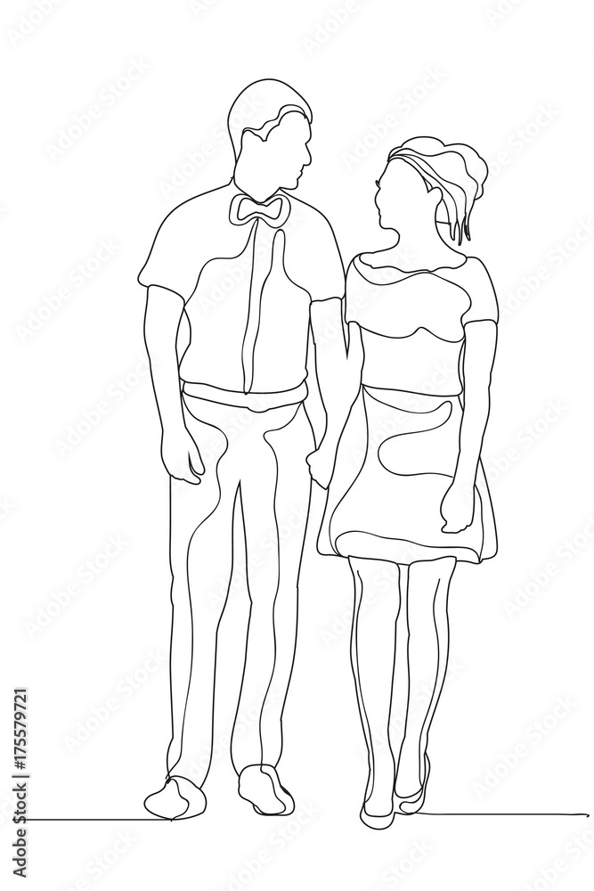 contour, sketch guy and girl isolated contour, sketch guy and girl isolated