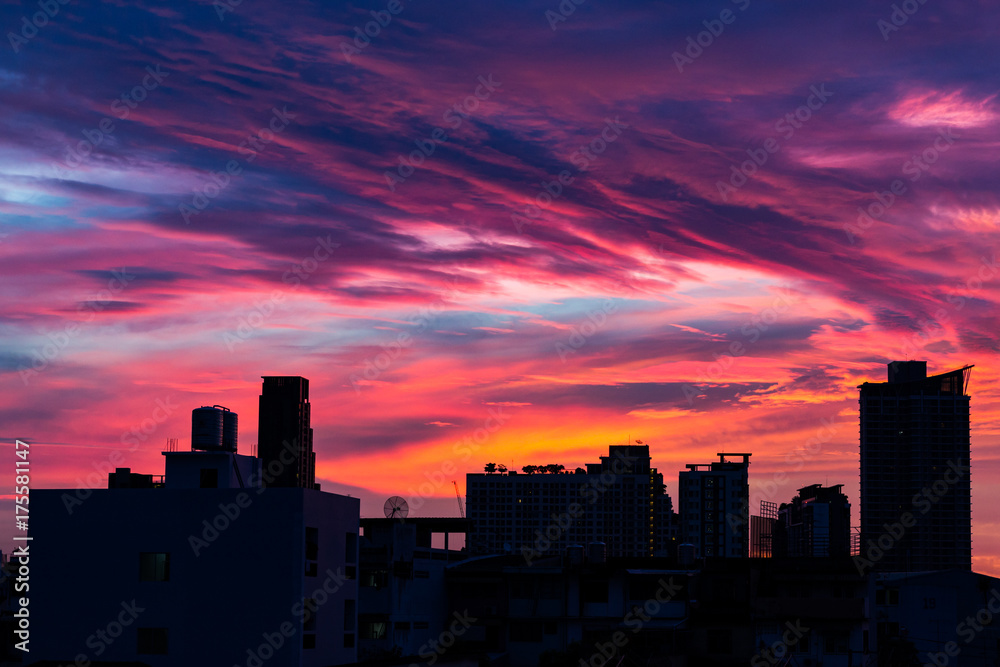 Sunrise at city of Bangkok, Thailand.