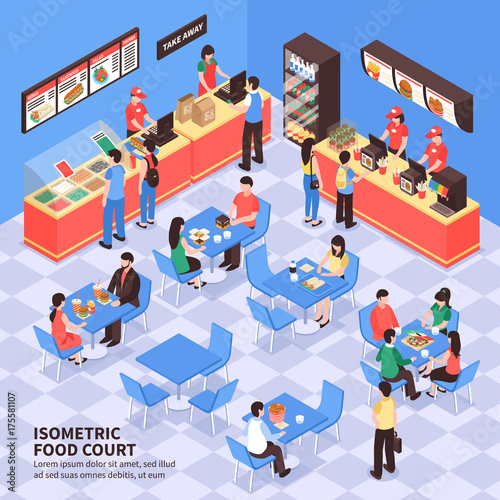 Fast Food Isometric Illustration