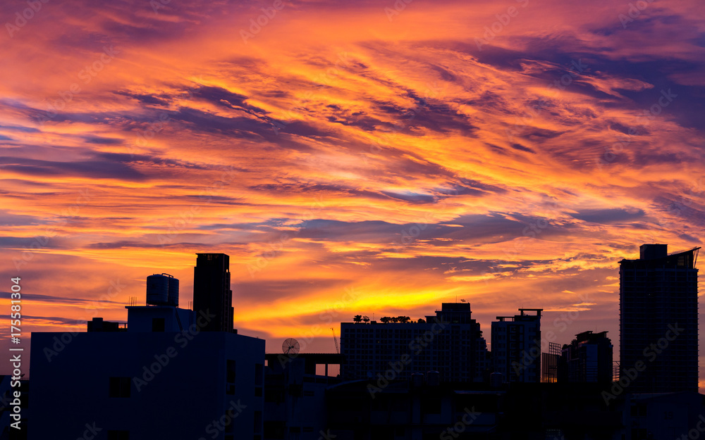 Sunrise at city of Bangkok, Thailand.