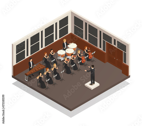 Orchestra Isometric Illustration