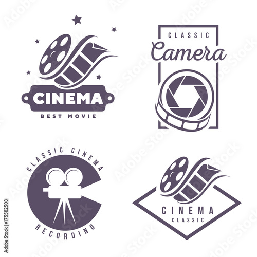 cinema labels emblem logo design element isolated on white background