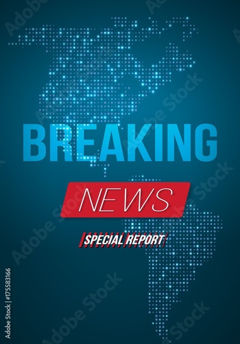 Illustration of Breaking News Vector Opener. Broadcast Open Scene on Glowing Earth Planet Background